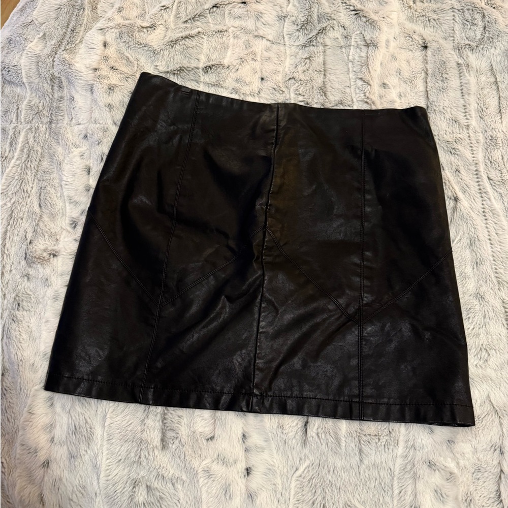 Black Faux Leather Skirt